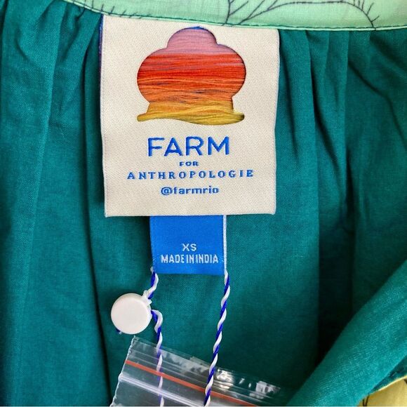 NEW Farm Rio Anthropologie Long Sleeve Floral Midi Dress Beaded Tassel Size XS - Picture 14 of 16